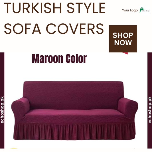Turkish Style Sofa Cover – Elegant Maroon Color | Premium Stretchable Fabric