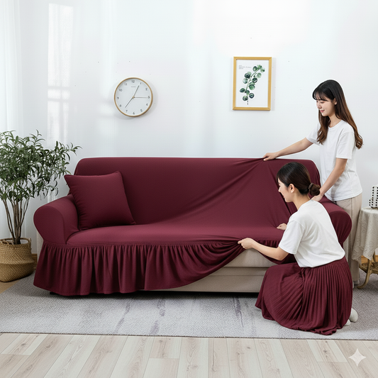 Luxury Turkish Style Sofa Cover – Stretchable, Washable & Elegant Furniture Protector (Maroon)