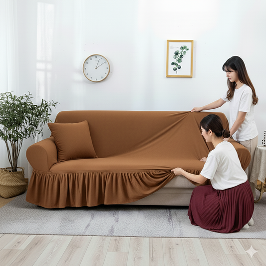 Premium Turkish Style Sofa Cover – Stretchable, Washable & Elegant Furniture Protector (Brown)