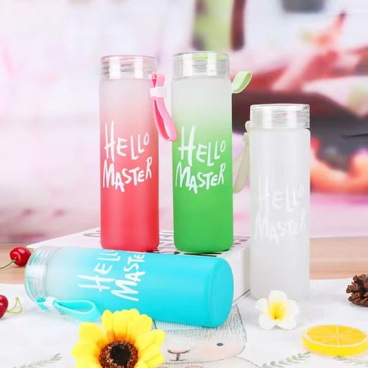 Hello Master Frosted Glass Water Bottle Can Healthy, Reusable, and Fashionable