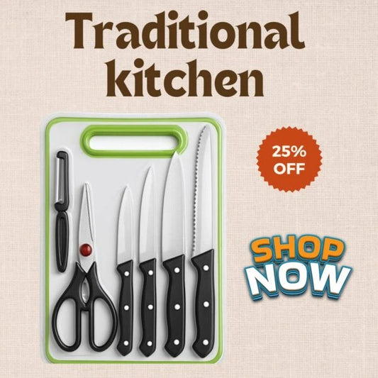 6-in-1 Kitchen Knife Set | Complete Cutting Solution for Every Cook