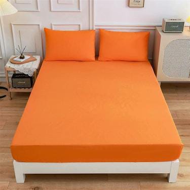 Waterproof Mattress Protector for Bed - Vibrant Orange Fitted Cover, 100% Liquid Proof, Hypoallergenic & Breathable | All Size